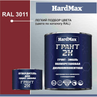Грунт-эмаль полиуретановая HardMax двухкомпонентная ГРАНТ 2К/GRANT 2 K RAL 3011 Красно-коричневый (комплект 2,19 кг) 4690417100453