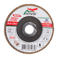 Круг лепестковый торцевой Цирконий 125х22.2 мм, P100, 10 шт SKYWER SK-KLTZ125P100