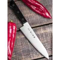 Поварской кухонный нож TOJIRO western длина лезвия 180 мм, сталь vg10, 37 слоев, рукоять стабилизированная древесина F-332