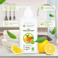 Гель для мытья посуды CLEAN HOME Лимонный мармелад, с дозатором, 1 л 600