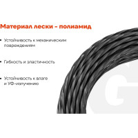 Леска для триммеров 2.4 мм, 15 м, витой квадрат Gigant G12-0407P