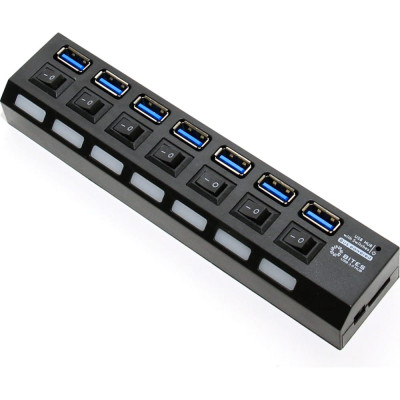 5Bites Концентратор 7хusb3.0 / бп 5в-2а / 1.2m / black HB37-303PBK