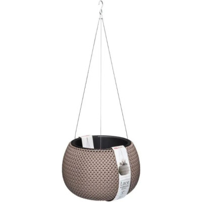 Эльфпласт Кашпо Lace 2,3 л подвесное серо-коричневый d240x240мм h630 069132