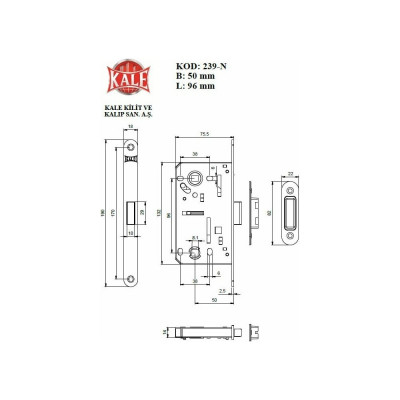 KALE KILIT Замок врезной магнитный межкомнатный 239 NN, WC, 90BS50, 18NP, w/o SP, STB 239NN000003