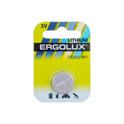 Ergolux CR2032 BL-1 (CR2032-BP1, батарейка литиевая,3V) 15076