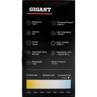Gigant Лампа светодиодная E27 9Вт 6500К А60 850Лм G-E27-9-6500K