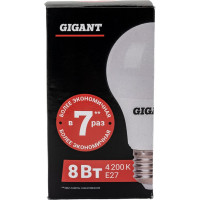 Gigant Лампа светодиодная E27 8Вт 4200К А60 600Лм G-E27-8-4200K