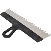 Нержавеющий зубчатый шпатель с пластмассовой ручкой, 350мм, зуб 8х8мм STAYER 1009-35-08