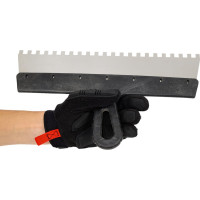 Нержавеющий зубчатый шпатель с пластмассовой ручкой, 350мм, зуб 8х8мм STAYER 1009-35-08