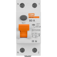 Устройство защитного отключения TDM ELECTRIC ВД1-63 2Р 80А 100мА SQ0203-0020