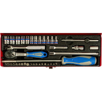 Набор шестигранных торцевых головок с принадлежностями 1/4", 4-13мм, 39шт KING TONY 2540MR