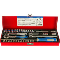 Набор шестигранных торцевых головок с принадлежностями 1/4", 4-13мм, 39шт KING TONY 2540MR