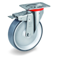 Колесо с вращающейся опорой, пластиной крепления и передним тормозом (150 мм; 140 кг) Tellure rota 716604