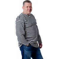 Тельняшка с длинным рукавом БЕРТА хлопок, плотная, черная полоска 700ч-52-54