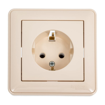 1-местная розетка Systeme Electric скрытой проводки W59 16А IP20 с заземлением без защитных шторок слоновая кость RS16-154-28