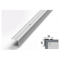 Порог угловой алюминиевый (20х20 мм; 0.9 м; анодированный; серебро) Лука 00000003253