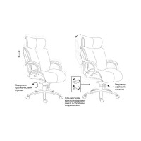 Кресло руководителя Helmi HL-ES04 Strength повышенной прочности, кожа черная, хром 282340
