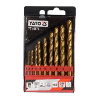 Набор сверл по металлу HSS-TiN 1-10 мм, 10 предметов YATO YT-44674