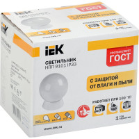 Светильник IEK НПП-60w, шар, молочный, основание, пластик, IP33, IEK LNPP0-9101-1-060-K01