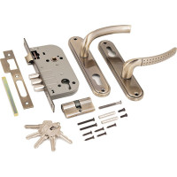 Врезной замок с ручками Аллюр 132/3 AB старая бронза 5964