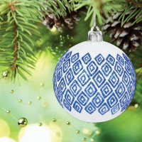 Набор елочных шаров с узором Золотая сказка ГЖЕЛЬ 4 шт., пластик, 6 см 591130