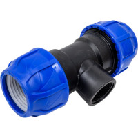 Компрессионный переходной тройник VALFEX ПНД, с внутренней резьбой, 63-1 1/2"-63 1210016311263