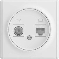 Розетка OneKeyElectro двойная антенна/компьютер TV/RJ45 кат.5e, цвет белый (серия Florence) 7700245