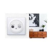 Розетка OneKeyElectro двойная антенна/компьютер TV/RJ45 кат.5e, цвет белый (серия Florence) 7700245