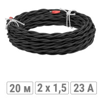Ретро провод TDM ELECTRIC Эко 2х1,5 витой ГОСТ черный (20м) SQ2801-0231