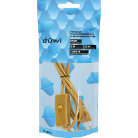 Провод с евроштекером и выключателем duwi бронза 2,0м H 03 VV-F 2x0,5 мм 28572 4