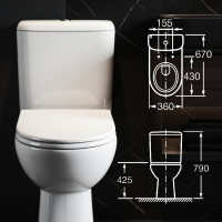 Унитаз-компакт ACCESS Roca горизонтальный выпуск сиденье с крышкой SC артикул 34P23800Y