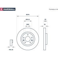 Тормозной диск передний Nissan Qashqai II 13- / X-Trail III 14-, Renault Kadjar 15- MARSHALL M2000545