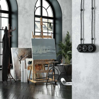 Двухклавишный выключатель на 4 положения WERKEL W5822051/ Vintage (черный матовый/хром) a058778