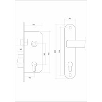 Врезной замок VETTORE 2223 SN m70Z в комплекте с ручкой и цилиндром, сатин 20287