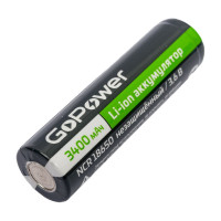 Аккумулятор GoPower Li-ion 18650 (Pan. NCR18650B) PC1 3.6V 3400mAh без защиты плоский контакт 00-00015349