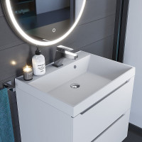 Кварцевая раковина для ванной комнаты Uperwood Classic Quartz 60 см, белая матовая, жасмин 291030000