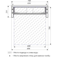 Тумба под раковину в ванную 1Marka GRUNGE LOFT 70 см подвесная дуб вотан Ц0000015940