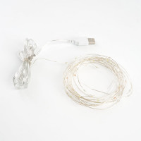 Линейная статичная гирлянда FERON CL576 Роса, 10м USB 2700K, прозрачный шнур, 48186