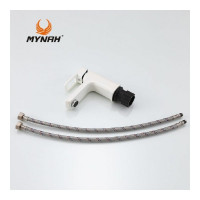 Смеситель для раковины MYNAH 140 мм, белый, однорычажное управление, монтаж на одно отверстие, на гайке, гибкая подводка M1049J