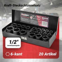 Набор торцевых 6-гранных ударных головок Forcekraft 1/2", 20 штук FK-4203-5MPB(26463)