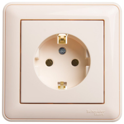 Розетка 1-м, W59, 16 А, IP20, с заземлением, слоновая кость Systeme Electric (Schneider Electric) RS16-154-28