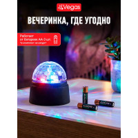 Шар VEGAS Диско 6 разноцветных LED ламп, 9х9 см, 3хАА 48 2 55130