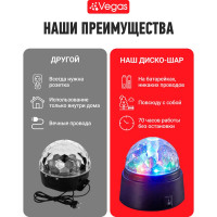 Шар VEGAS Диско 6 разноцветных LED ламп, 9х9 см, 3хАА 48 2 55130