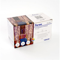 Светодиодная гирлянда занавес FERON CL18, 1,5x1,5м + 3м, 230V, мультиколор, плавная смена цветов, c питанием от сети, прозрачный шнур 48172