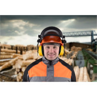 Комплект лесоруба РОСОМЗ КСН65 Expert RX FavoriT Trek RAPID оранжевая каска с храповым механизмом+щиток сетка+ наушники 75614+04436+60105