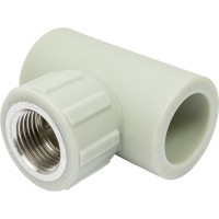 Комбинированный тройник ПОЛИТЭК 25x1/2 с внутренней резьбой PPRC серый 9500002512С