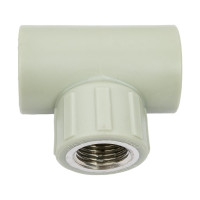 Комбинированный тройник ПОЛИТЭК 25x1/2 с внутренней резьбой PPRC серый 9500002512С