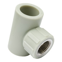 Комбинированный тройник ПОЛИТЭК 25x1/2 с внутренней резьбой PPRC серый 9500002512С