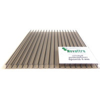 Сотовый поликарбонат 6 мм, 1050x750 мм, 1.2 кг/кв.м., бронза 1uv Novattro 4604638005565
