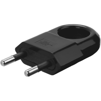 Вилка TDM ELECTRIC без заземления, с кольцом, черная, 10А, 250В, евровилка CEE 7/16 SQ1806-0190